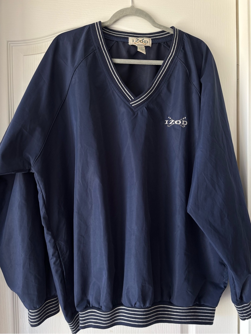 IZOD Golf ⛳️ Windbreaker V neck pullover top Blue large vintage vibe pockets